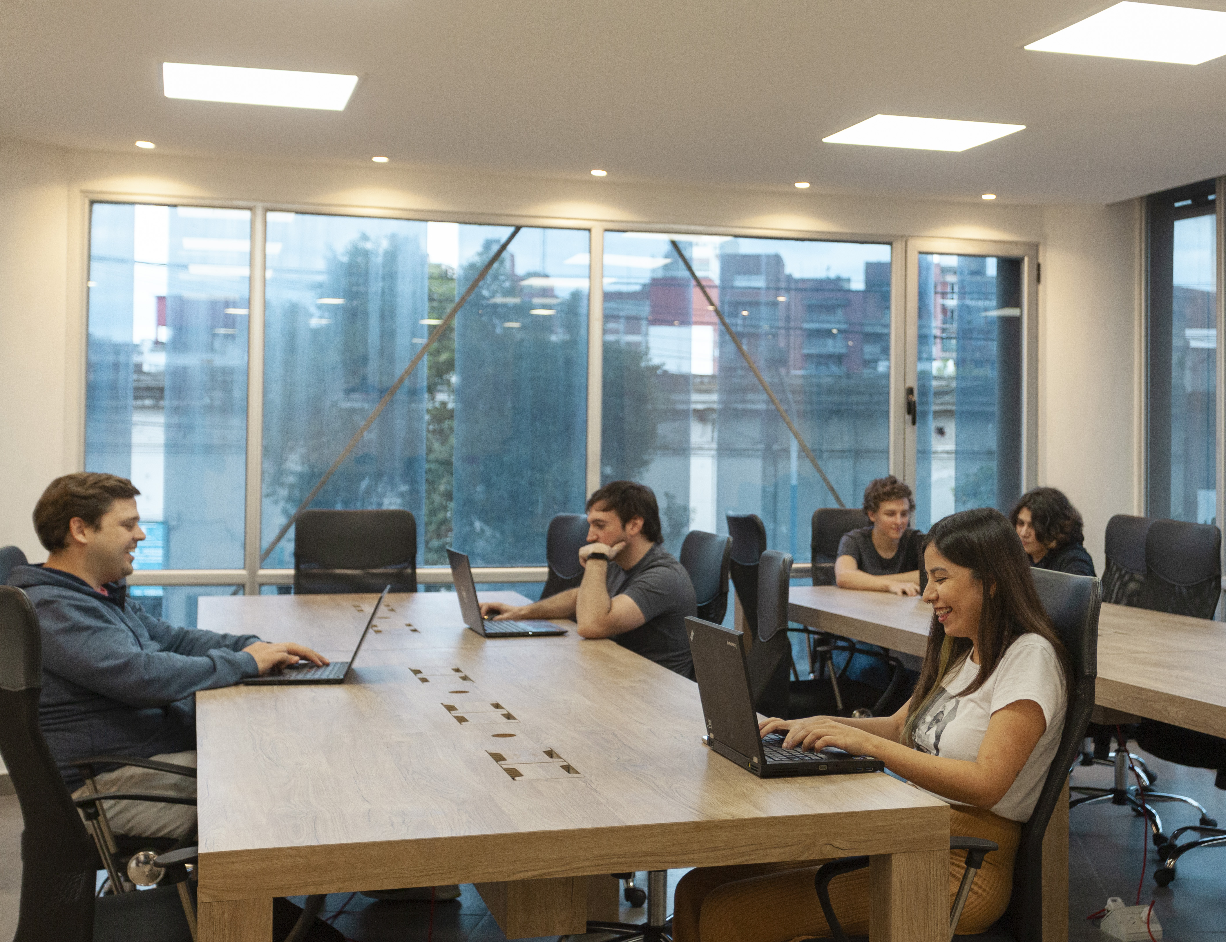 Open workspace with ergonomic furniture